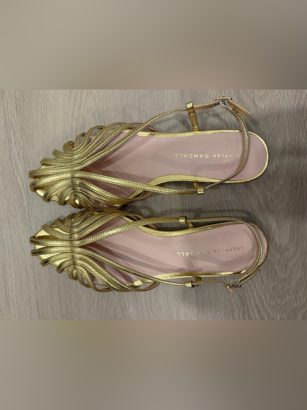 Loeffler Randall Devon Gold Lattice Slingbacks